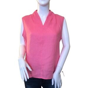 TALBOTS Pink 100% Irish Linen Size 12 Sleeveless Blouse Tank‎ Top Summer Coastal